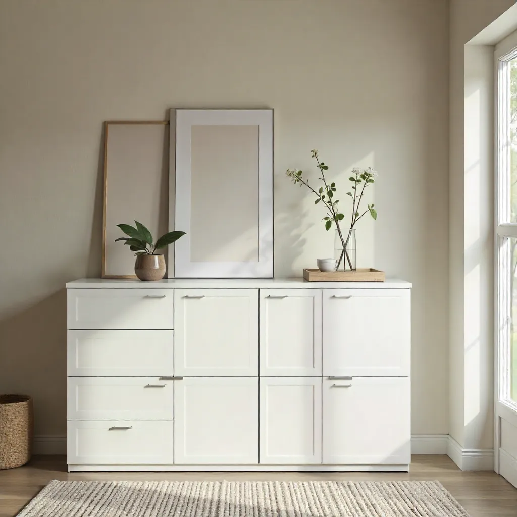 Customizable storage modules in natural wood finish